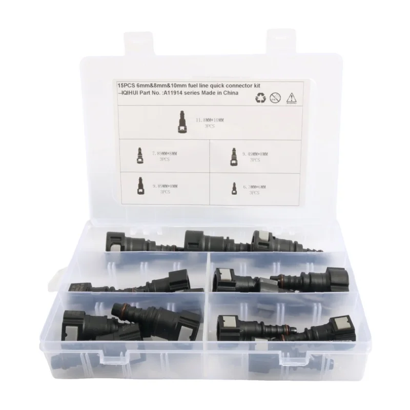 

15PCS Fuel Line Quick Connector Repaire Kits Oil Hose Diesel Connectors Pipe Connect Assorted Straight Fuel Line Quick Connector