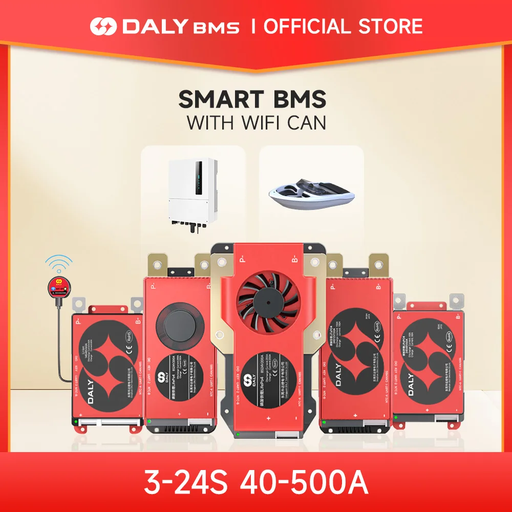 

Daly Smart BMS с Wi-Fi модулем LiFePo4 8S 24V 16S 48V Li-Ion 13S 14S 48V 16S 17S 60V 20S 72V с емкостью для домашнего хранения энергии