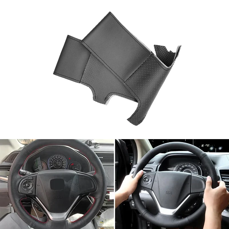 Penutup Kulit Berlubang Anyaman Roda Kemudi Interior Hiasan Mobil Jahitan Tangan untuk Honda CR-V CRV 2012 2013 2014 2015 2016