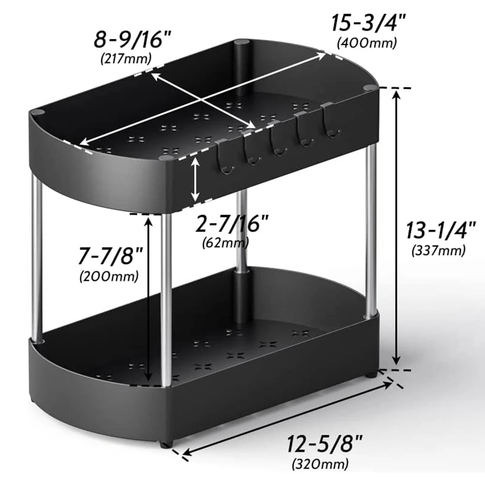 FAAJ-Küchen-Organizer unter dem Waschbecken, Badezimmer-Regalkorb unter dem Waschbecken, 2-stufige Organizer unter dem Waschbecken