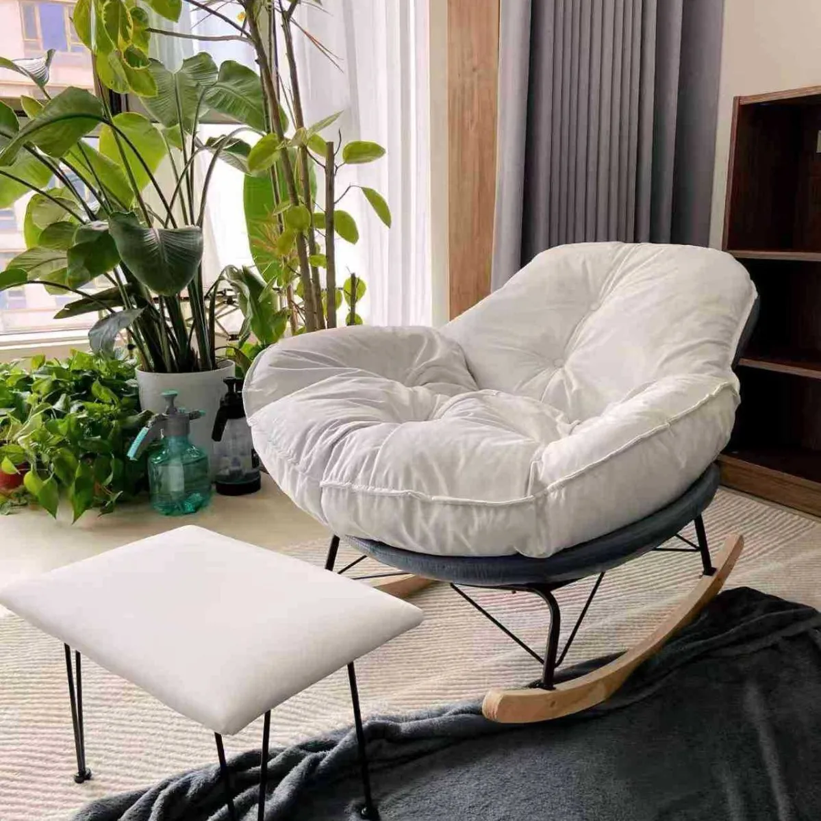 Eggshell rocking chair adult recliner balcony household single leisure penguin chair living room drama lazy sofa chair