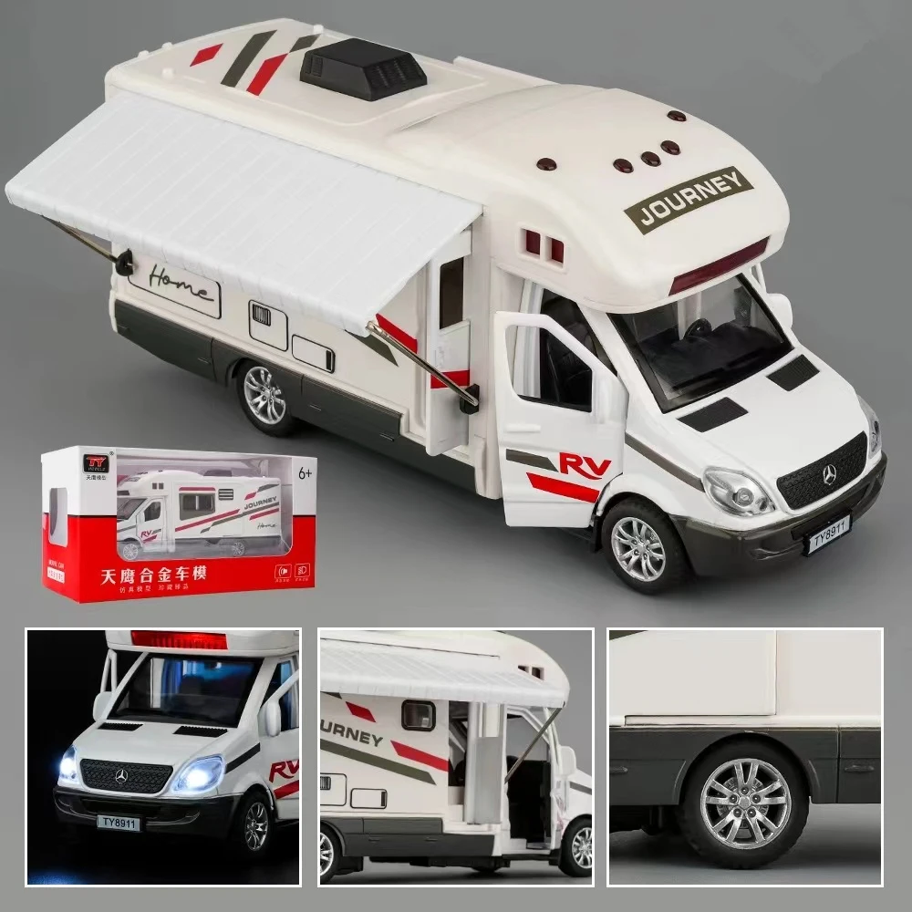 

New 1:32 Large Sprinter MPV Van Spint RV Alloy Car Diecast Toy Car Model Sound and Light Children Toy Collectibles Birthday Gift