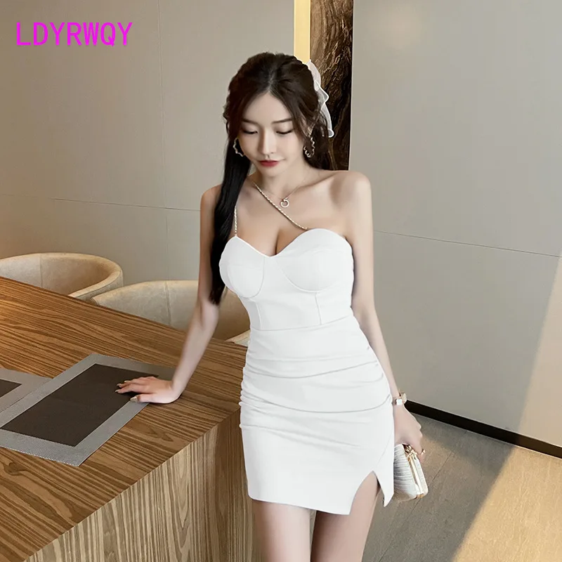 2022 Sexy Bodice and Cleavage Buttock Wrap and backless slim night dress for women Office Lady  zipper