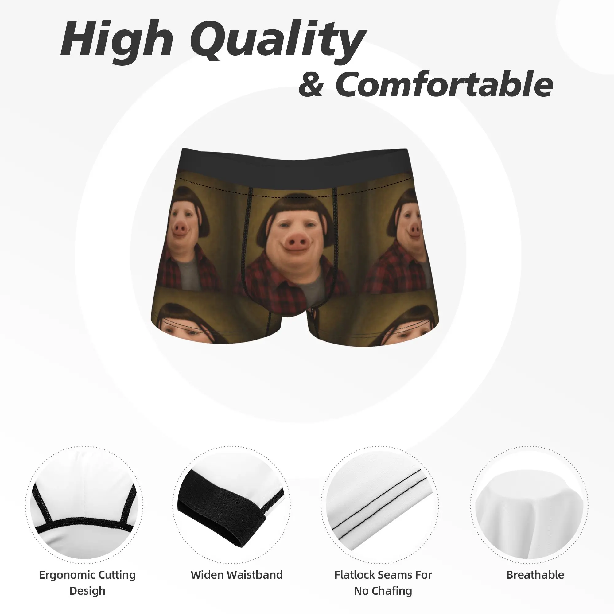 John Pork with a Bob Haircut Meme Silly Funny Brainrot Underwear Men Shorts Briefs Boxer Shorts Trenky Design Plus Size Panties view 5
