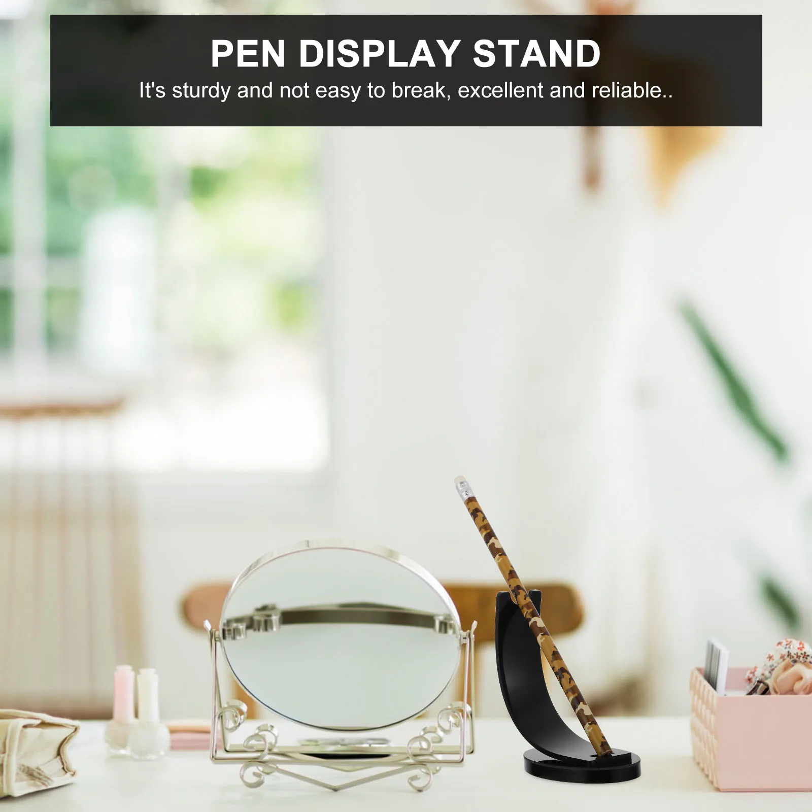 

Penholder Display Shelf Rack Pencils Makeup Brush Show Storage Stand Round Acrylic