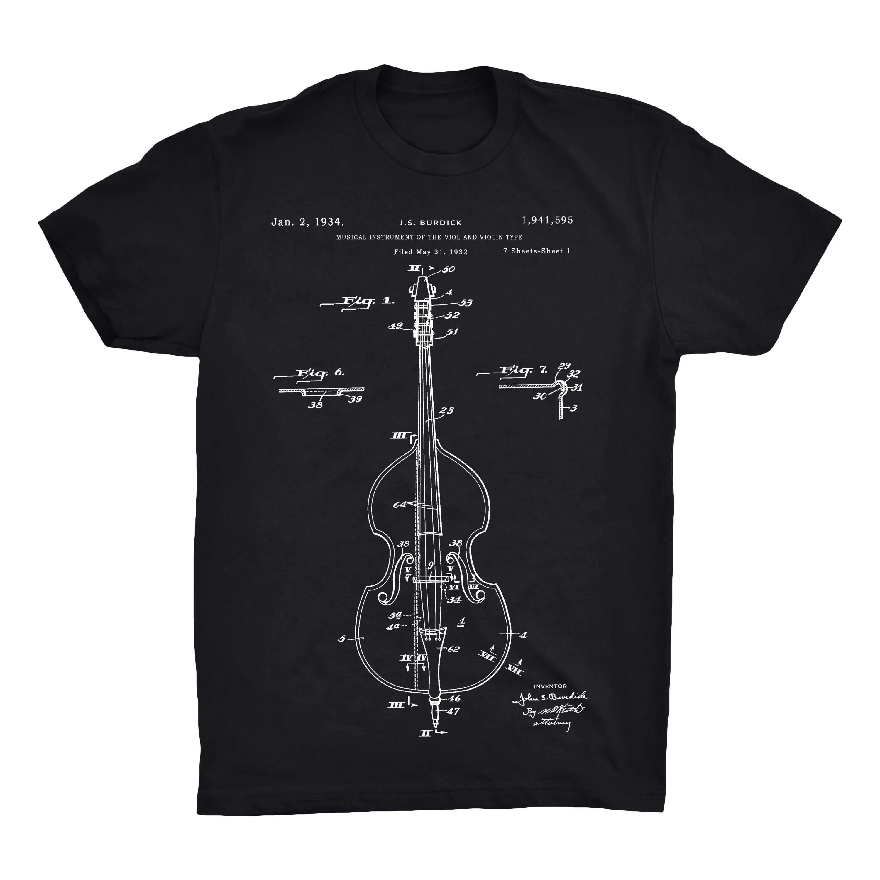 Cello Patent T Shirt On Black Red White or Gray 100 Soft Premium Cotton and Comfy