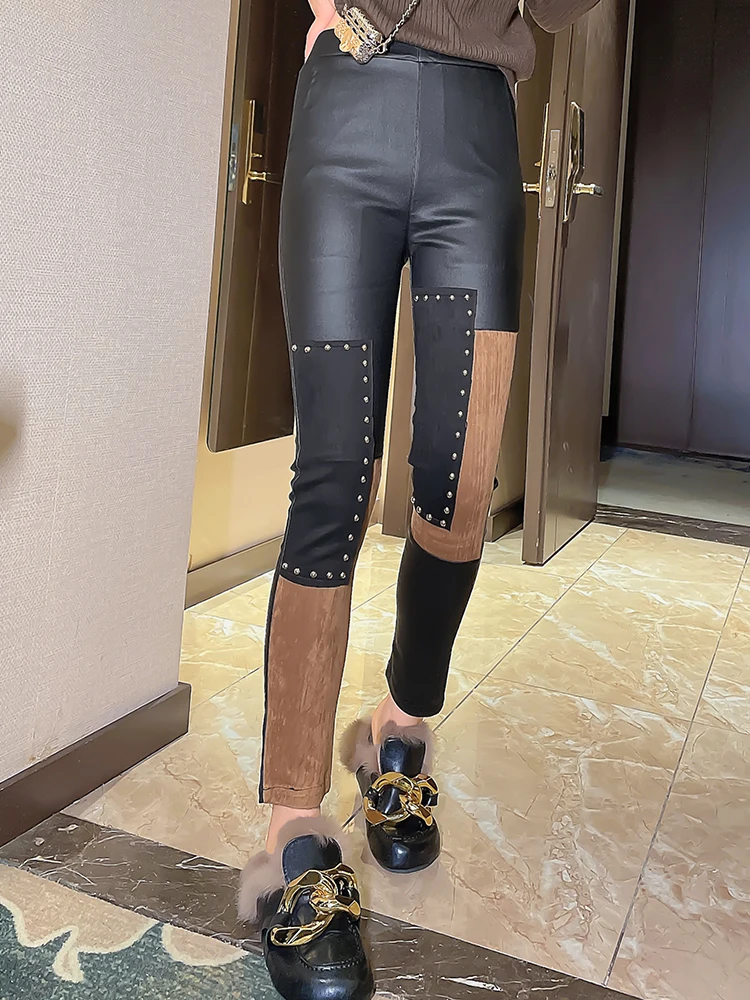 

Pants Women Faux Leather Slim Fit Pant Spring Autumn Streetwear Motorcycle Long Legging Skinny Pants Trousers Black