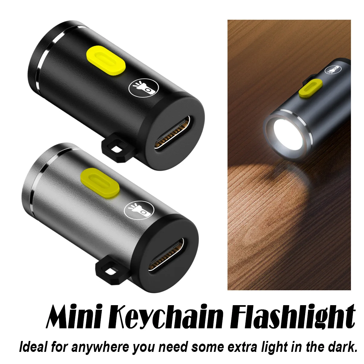 Mini Led Flashlight Cool White 6000k Cob Not Need Battery Design Type-c Powered For/travel Easy Handhold Camping Pocket Keychain
