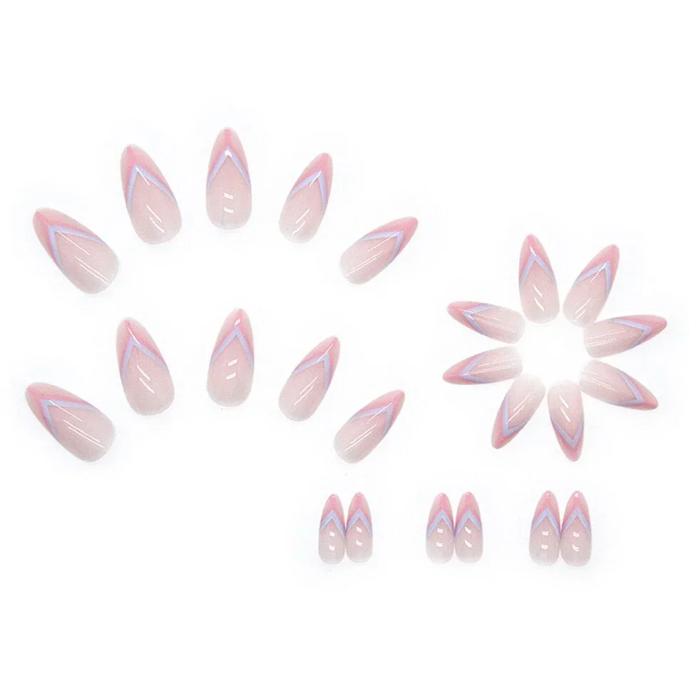 24 Stück Tropfen Rosa Lila Mädchen Dekoration Künstliche Nägel Kunst Künstliche Acryl Ballerina Drücken Sie auf Nägel Set Abnehmbare Falsche Nagelspitzen