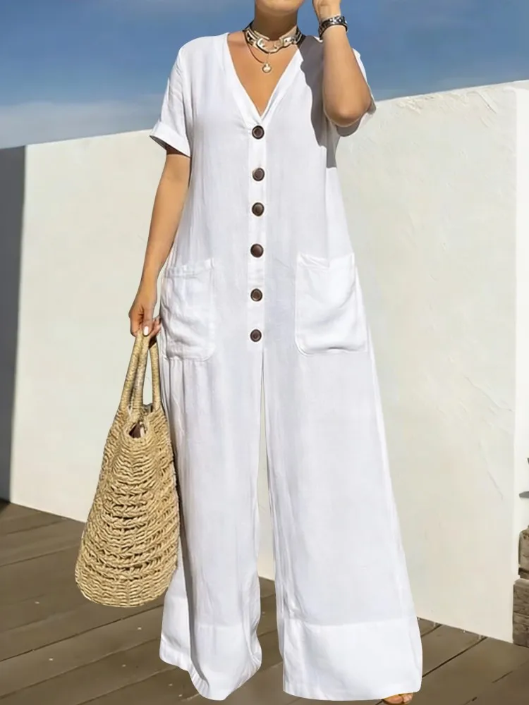 Plus Size Women Clothes Jumpsuit Summer Clothes Blue Urban Leisure Bodysuit New 2026 Wide Leg Jumpsuit Wholesale Dropshipping