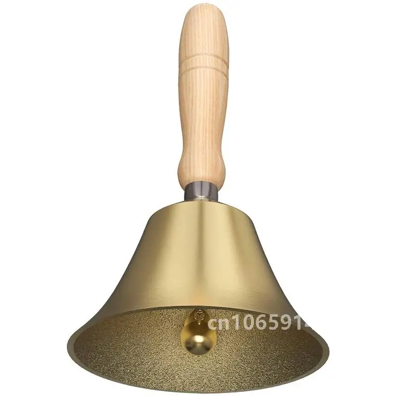 4.33 Inch Large Hand Call Bell With Wood Handle,For Kids And Adults,Used For Weddings,School Classroom,Service And Game