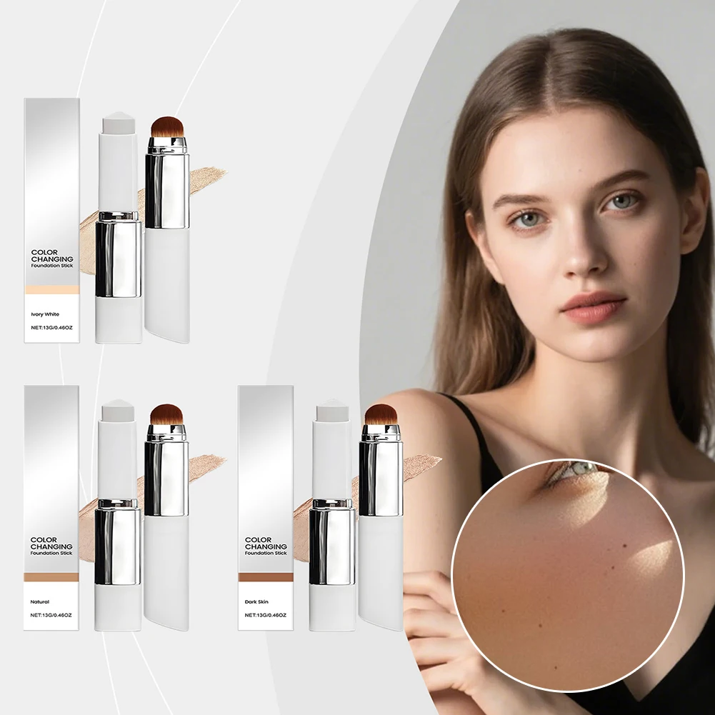 عصا تغطية تغطية مزدوجة من العناصر ذات اللون المزدوج عصا رطبة خفيفة الوزن مع فرشاة للمكياج اليومي #1