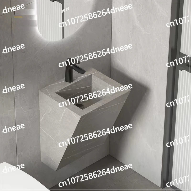 

Modern Lightweight Luxury Wall Mounted Half Base Burnt Stone Bathroom Sink