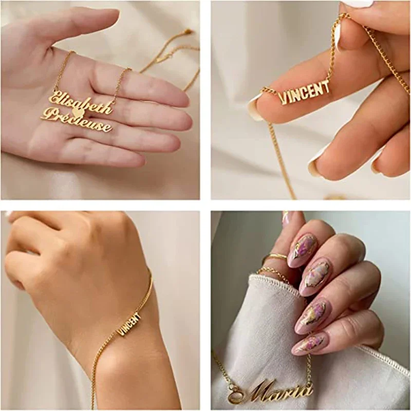 Custom Name Necklace For Women Multiple Fonts with Gold Nameplate Necklace Best Friend Perfect Birthday Gift Choker 2022