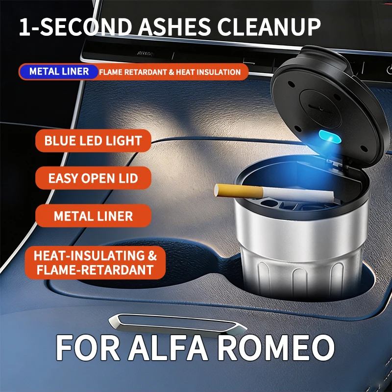 Car Ashtray Coffee Cup Style For Alfa Romeo 159 156 147 Tonale Stelvio Giulia 33 Stradale 4C Coupe Interior Accessories