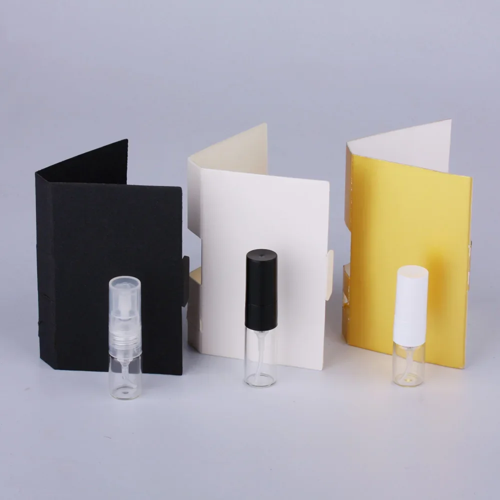 100pcs/Lot 1ml 2ml 3ml Spray Bottle Refillable Perfume Bottle with Paper Card For gift Sample Perfume Bottle Package Syrup pump