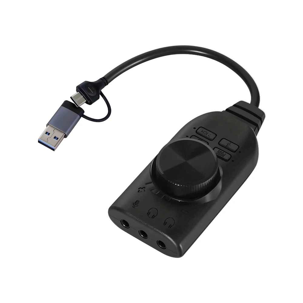 USB 7.1 External Sound Card USB to 3.5mm Audio Adapter USB to Earphone Microphone for Computer Laptop PS4 Sound Card