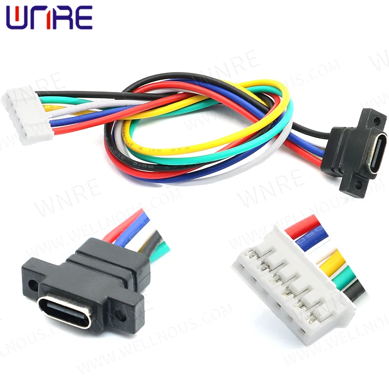 TYPE-C-00030 Front Lock Screw Waterproof Phone Toy Fast Charging Data Cable USB Connector Female Head Power Connection