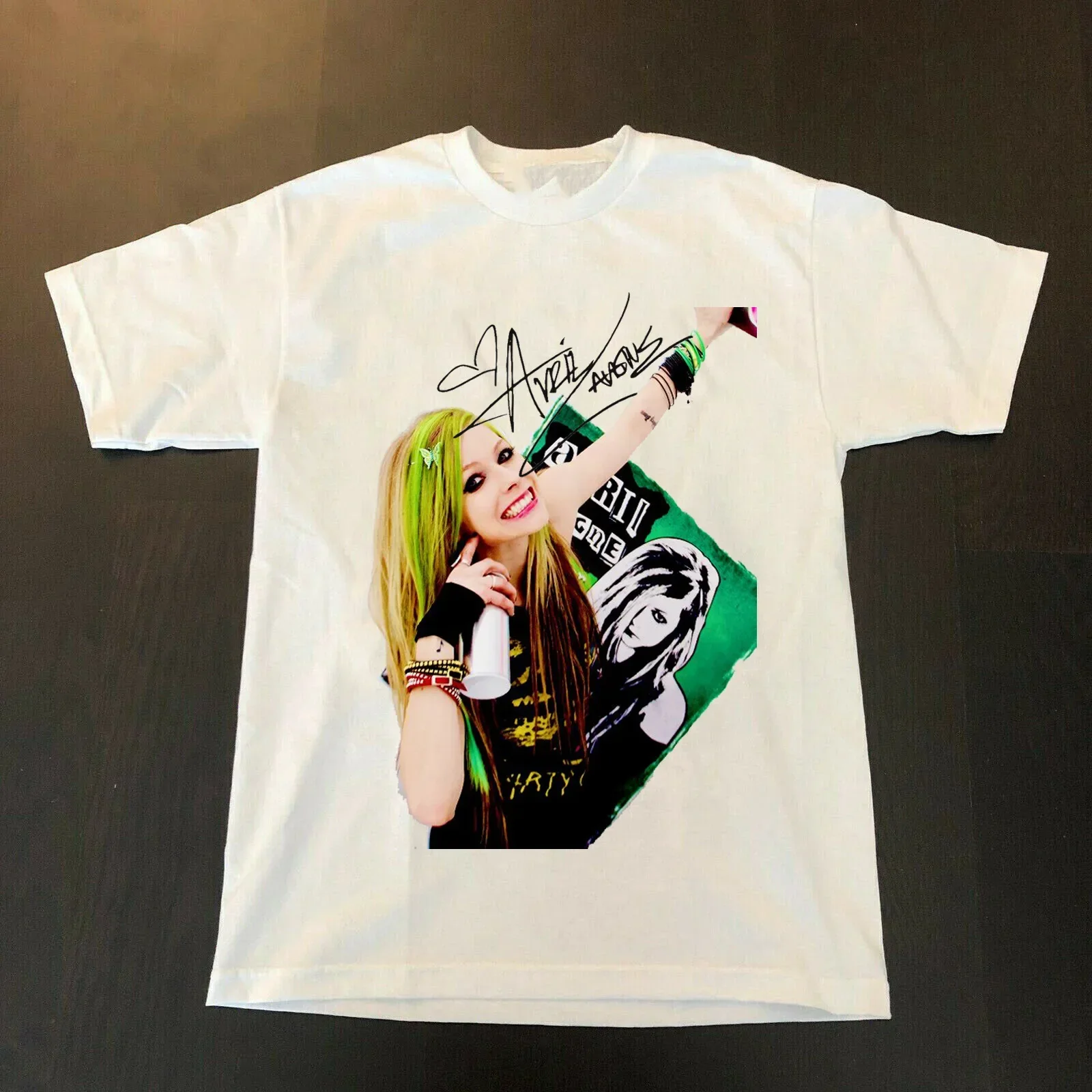 

Avril Lavigne Signature T-Shirt Short Sleeve Cotton White Men S to 2345XL