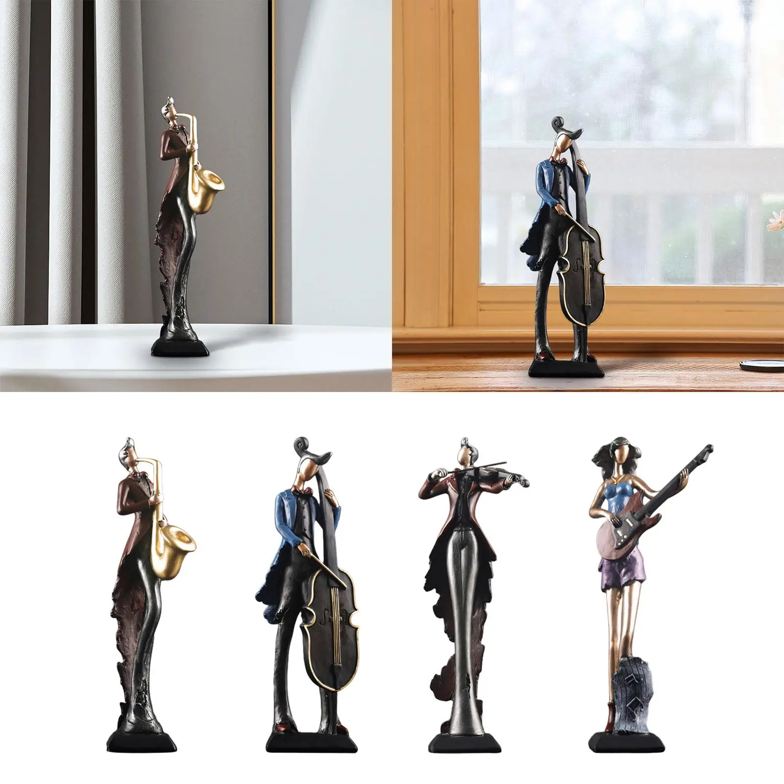 30cm Music Performer Musician Statue Resin Sculpture Desk Collection Tabletop Decoration for Housewarming Gift Versatile