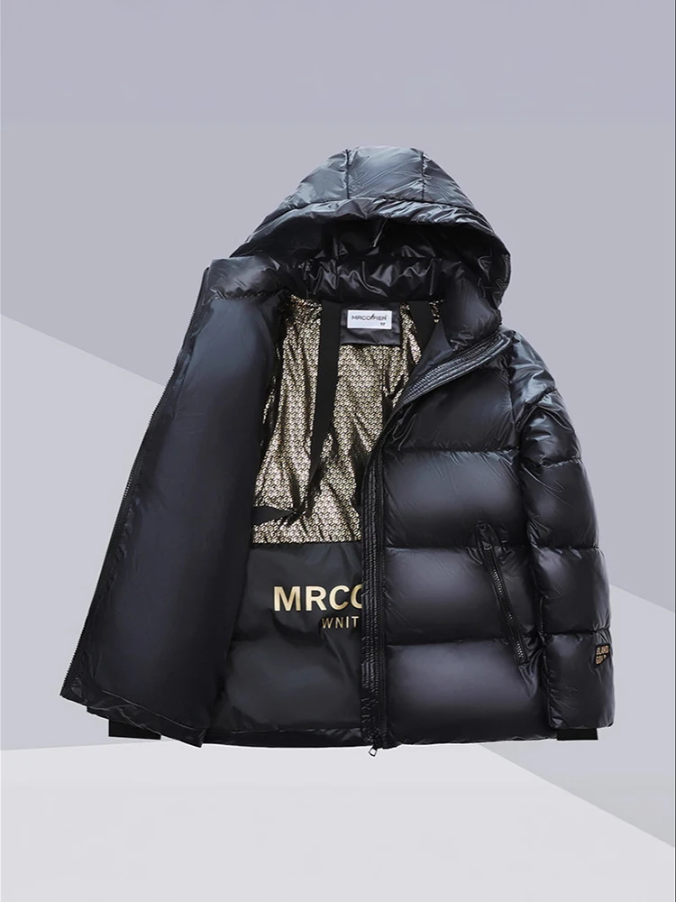 Short style black gold down cotton jacket women in winter thick and cold resistant fashionable couples cotton jacket