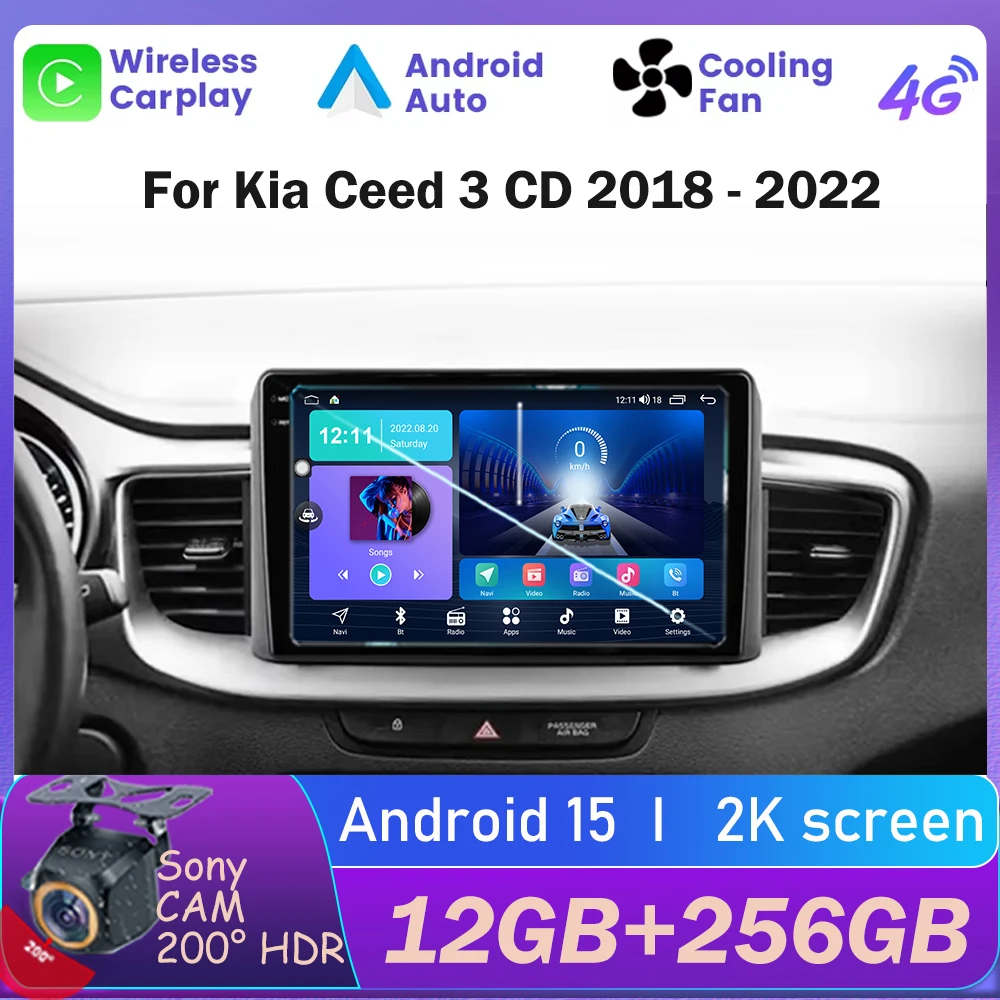 

Android 15 Carplay Auto For Kia Ceed 3 CD 2018 2019 - 2022 Car Radio Navigation GPS Video DVD 2 Din Stereo Player 360 Camera DSP