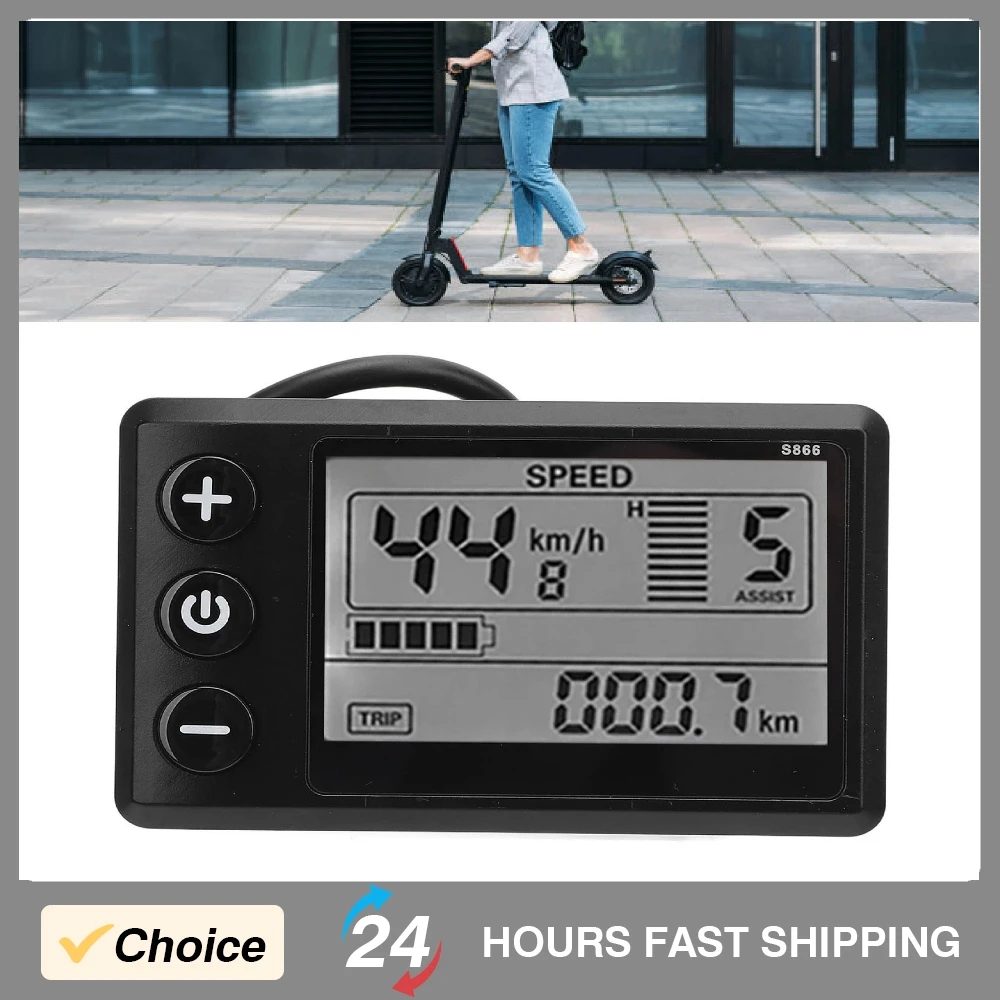 

Electric Scooter LCD Display Meter S866 24V 36V 48V 60V 6 Pin Water Resistant Display Control Panel for Scooter Accessories