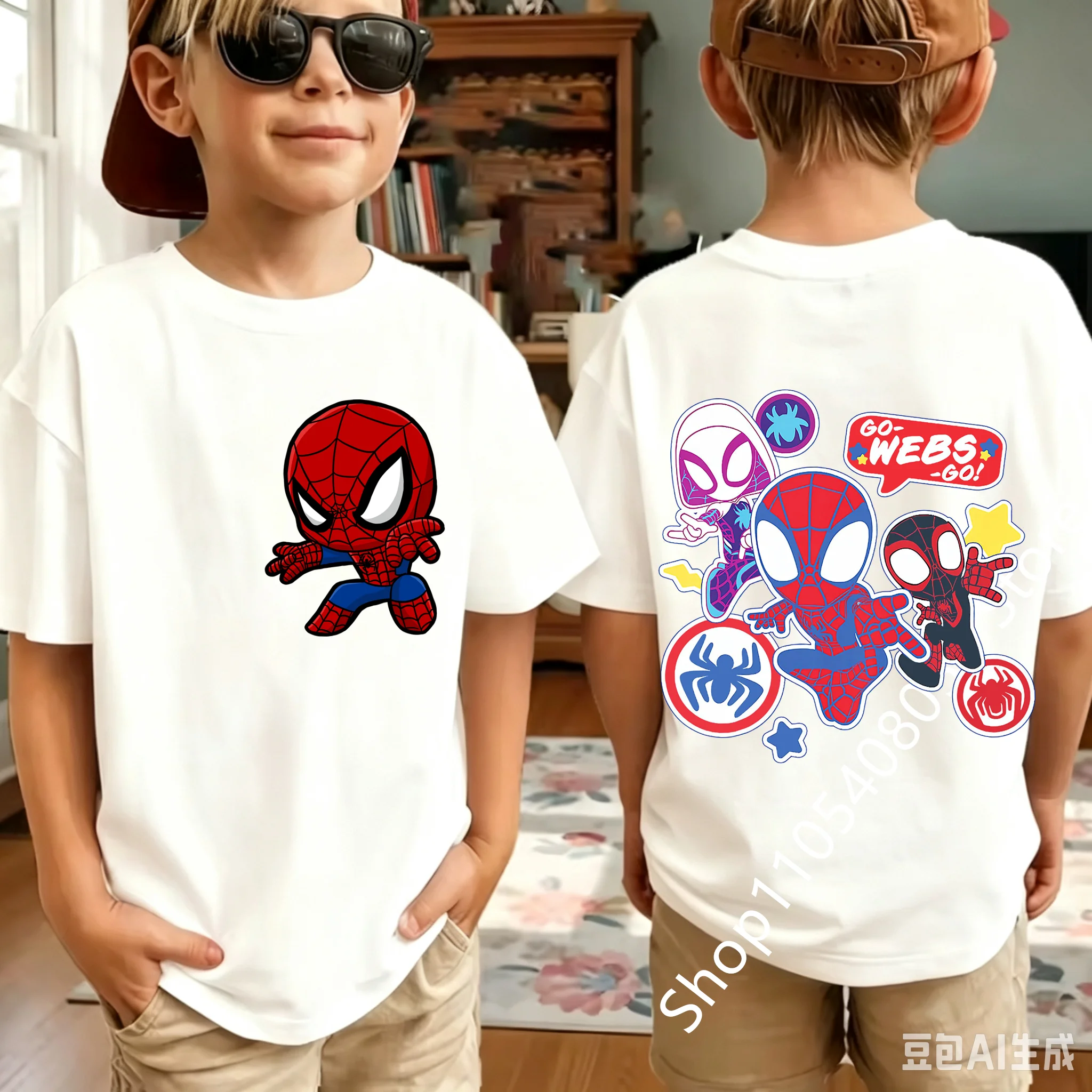 2026 Summer Spider Children's T Shirt Breathable Fabric Classic Character Patterns in A Cute Style Suitable Daily Playwear