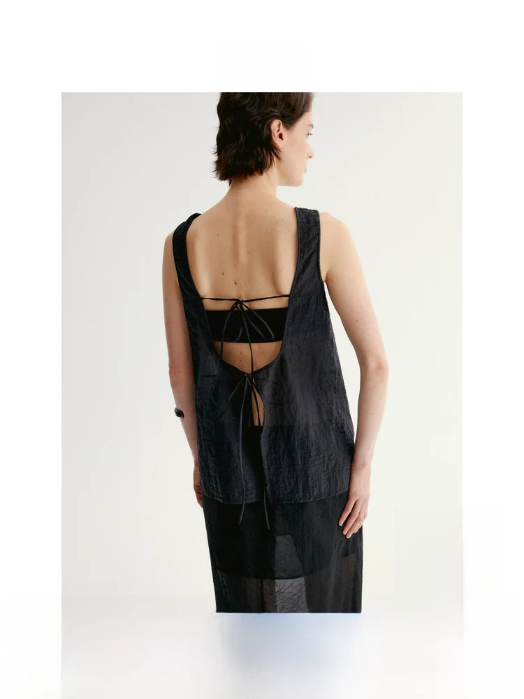 

Insis Femme Summer New Light Weight Silk Bal Vest Sle Tank Top Vaion Transparent Design round Ne Nylon Silk Blend