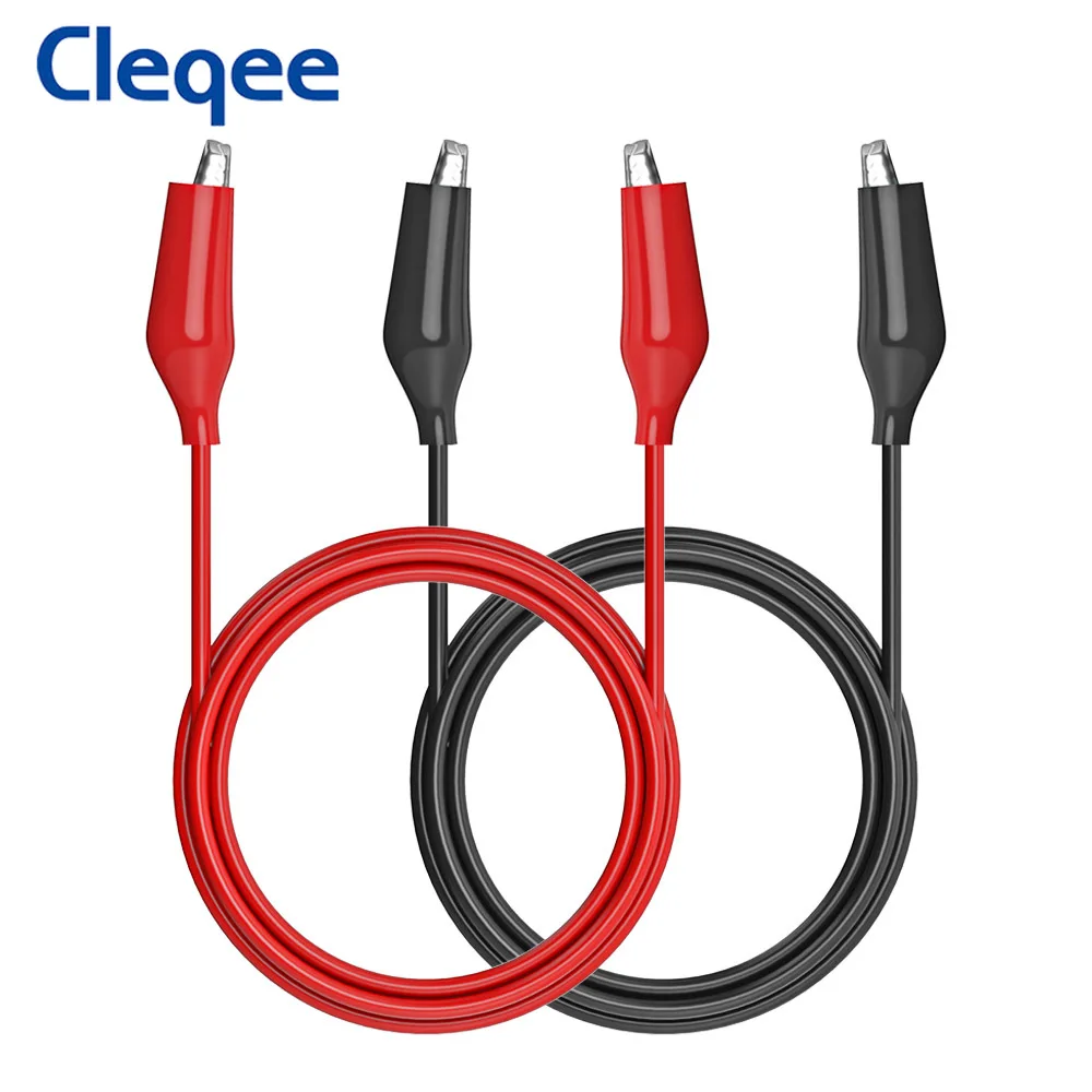 

Cleqee P1025 2PC Dual Alligator Clips Test Leads Double-ended Crocodile Clip Test Wire Electrical DIY Cable 50cm, red black