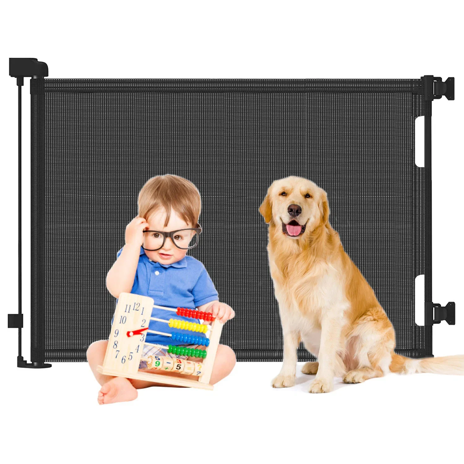 

Baby Safety Gate Retractable Door Extra Wide Child Pet Safety Stairs Gate