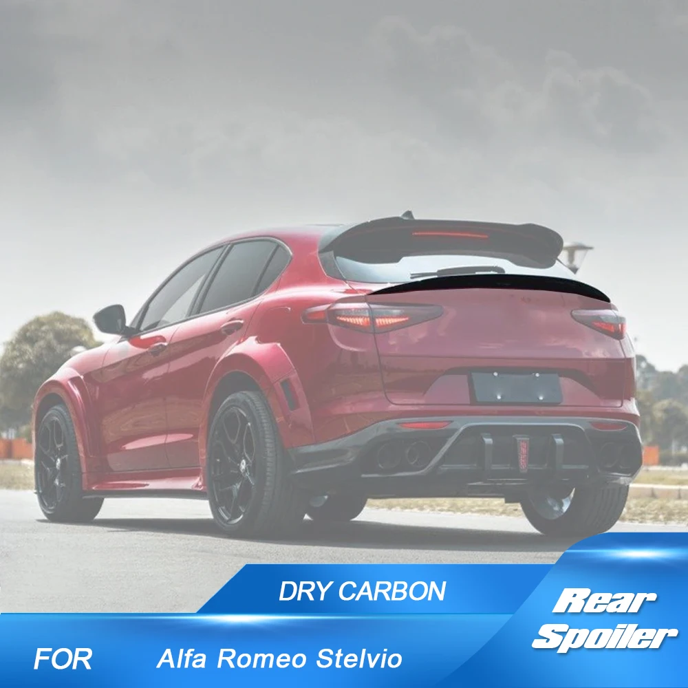 Dry Carbon Car Rear Wing Trunk Spoiler for Alfa Romeo Stelvio Sedan 4 Door 2017-2021 Rear Trunk Boot Lip Racing Spoiler