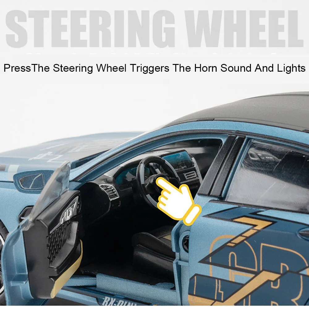 1:24 M8 미니어처 스포츠카 모델 장난감 합금 다이캐스트 사운드 라이트 도어 오픈 풀백 쇼크 흡수 경찰차 어린이 선물