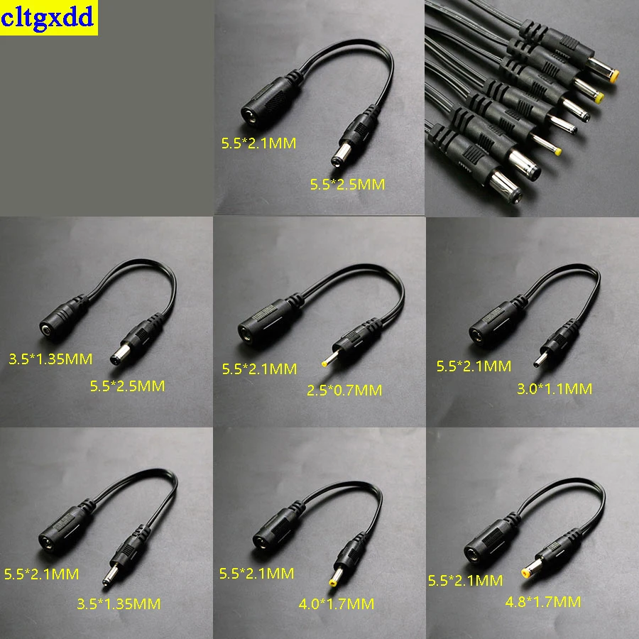 

cltgxdd 1 piece 5.5x2.1mm DC female power socket to DC male plug cable 5.5 * 2.5mm 3.5x1.35mm 4.0x1.7mm 4.8x0.7mm power cord