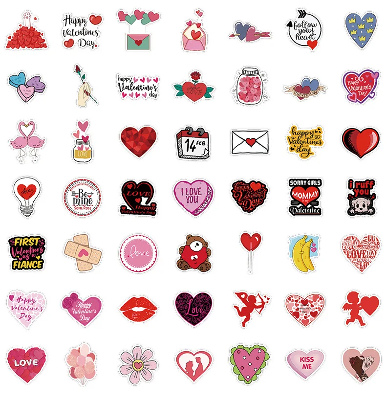 50/100PCS Valentijnsdag Graffiti Stickers Laptop Briefpapier Liefde Decoratie Stickers Waterprrof Stickers