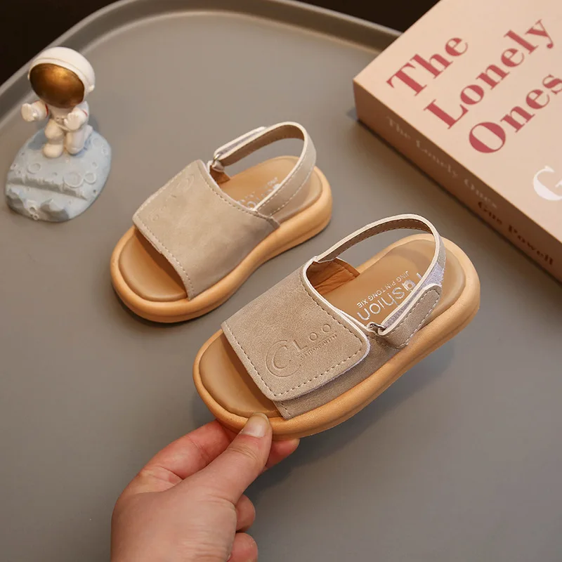 Leather Fashion Kids Sliders Two Style Summer Girls Sandals and Slipper Bohemia Classic Fashion Open Toe Non-slip Kids Flats