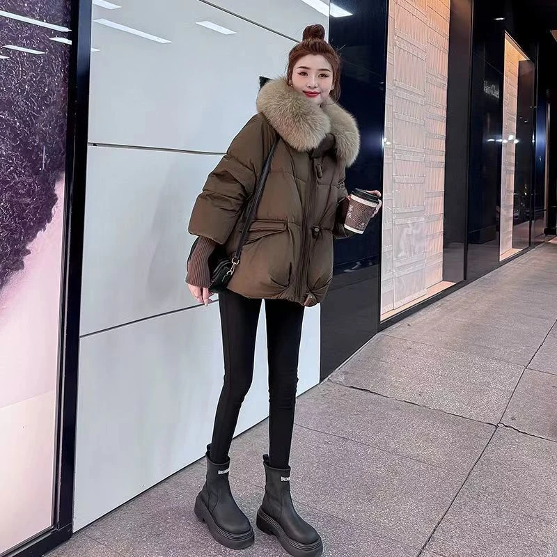 Loose New Style Look Slimmer Korean Version Wintertime Thickening Type Fur Collar Cotton-padded Clothes Down Padded Jacket Coat