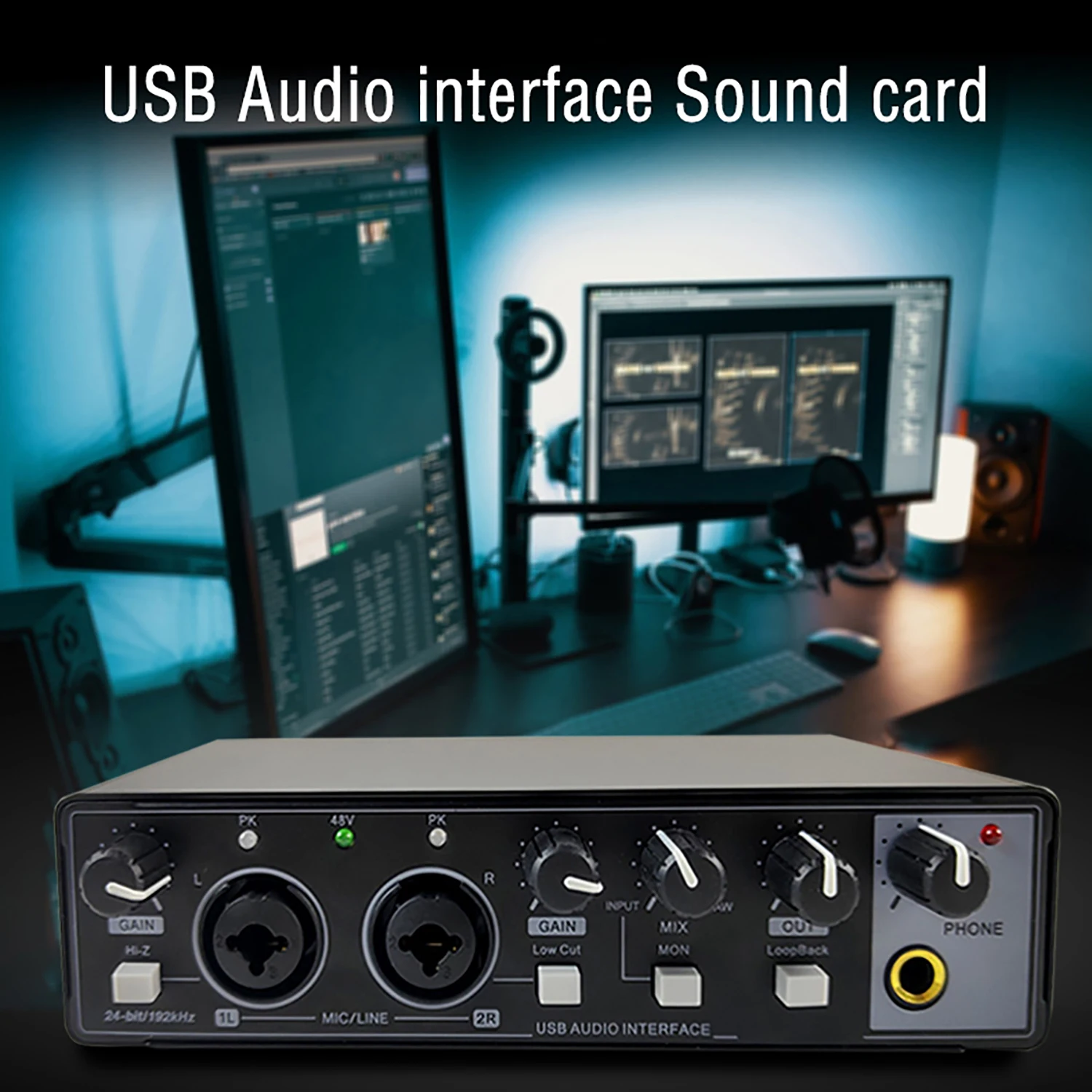 

GAX-MD22 Audio Interface Recording Live Dubbing Equipment Singing USB External Guitar Audiobook Professional Sound Card New Good