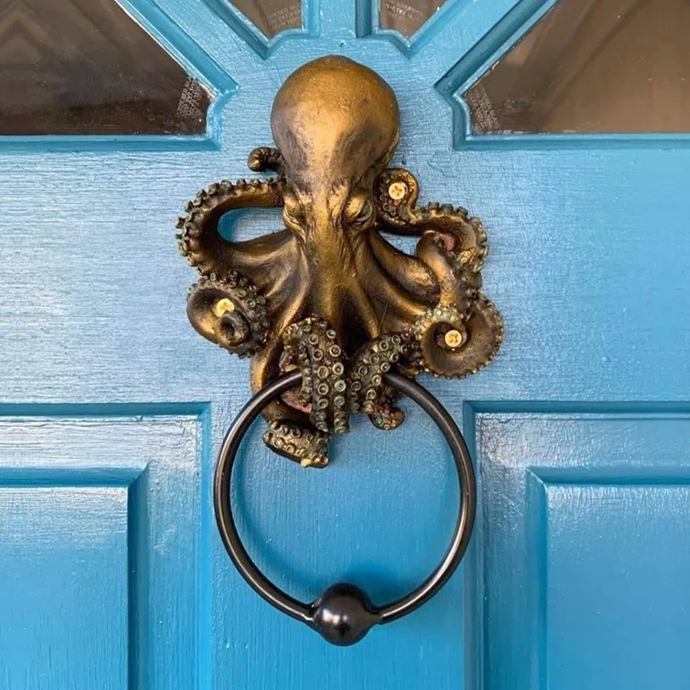 Vintage Sheep Head Skull Door Knocker Baphomet Horned God Resin Statue Gothic Front Door Handle Pulls