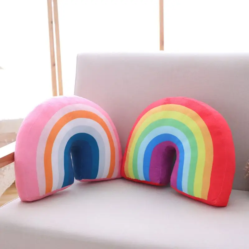 Kids Rainbow Pillow Neck Cushion for Head Support Sleeping Plush Toy Children Room Decor