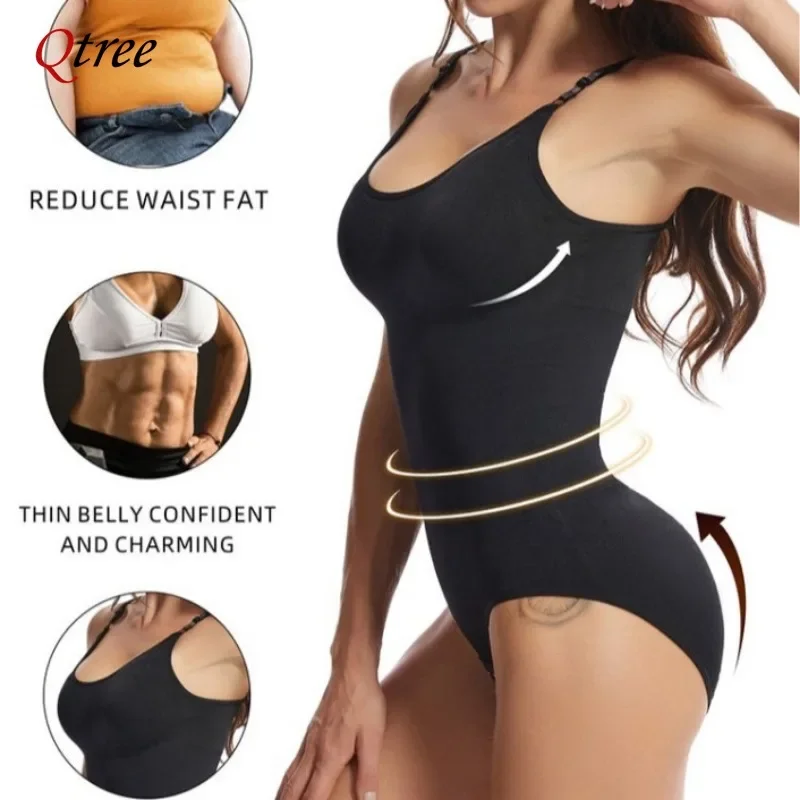 Qtree Full Body Shaper Panties Women Slimming Waist Trainer Corset Tumyy Control Shapewear Hooks Seamless Butt Lifter Bodysuit