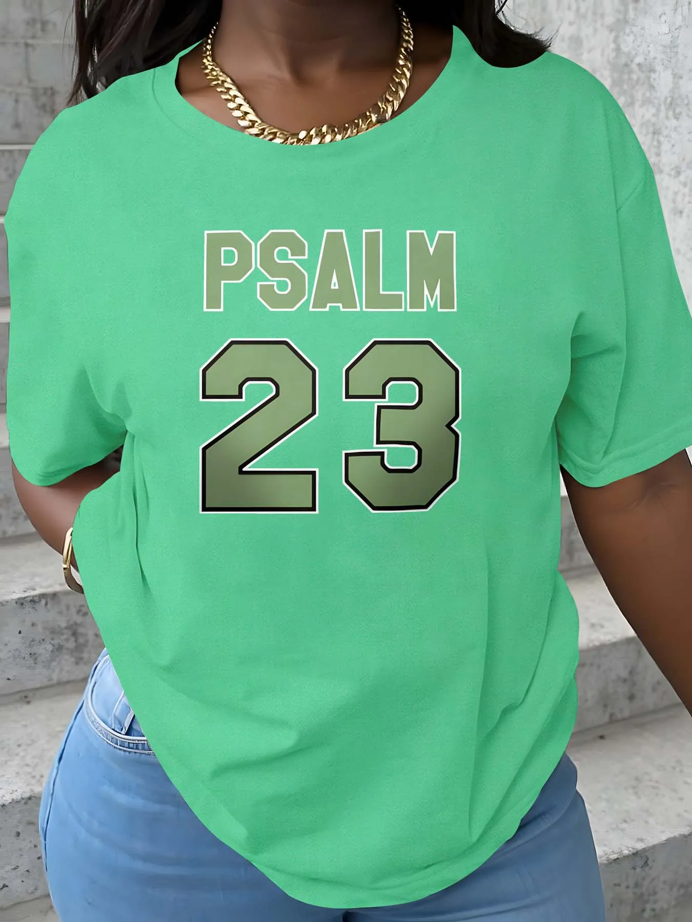 

Plus Size Garment With Psalm 23 Motif Bringing Faith - Filled Chic Vibe To Wardrobe