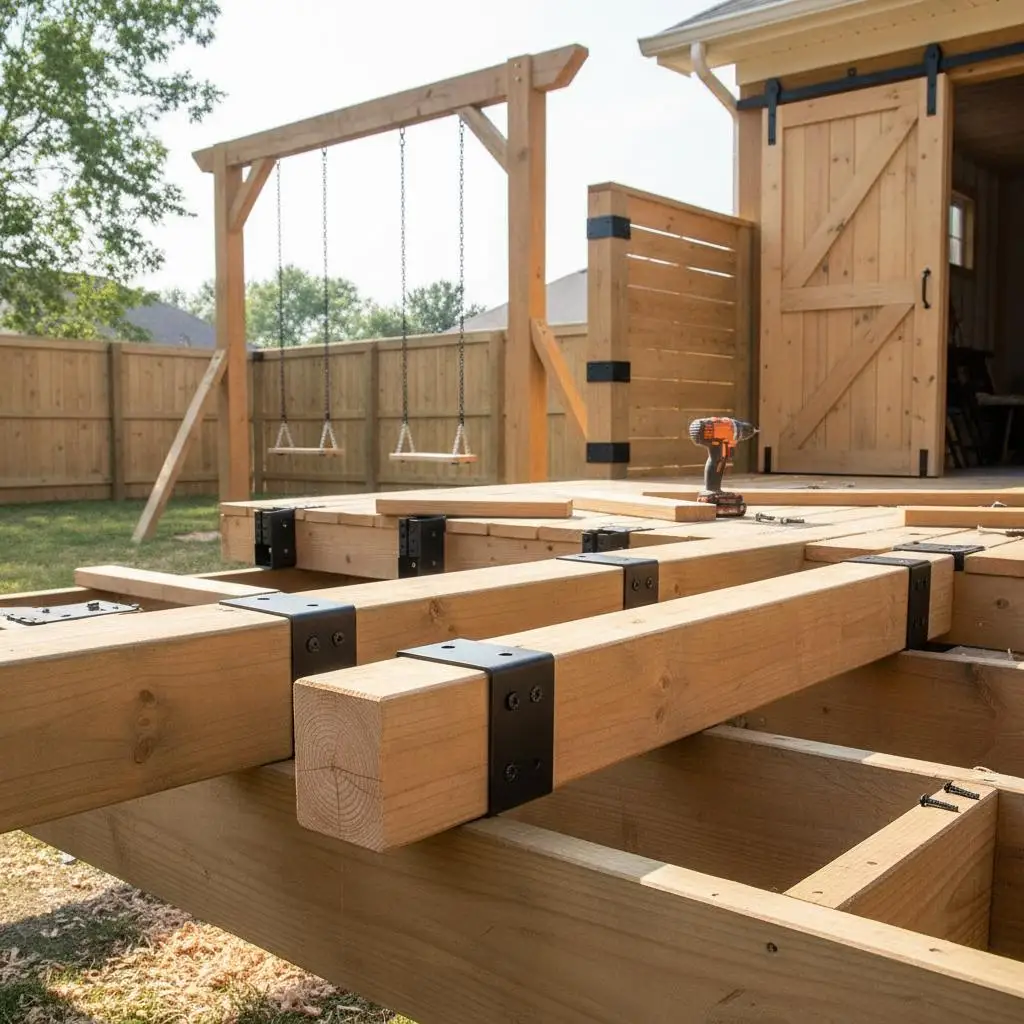 

Скрытый соединитель для балок 2x4 дюйма для деревянных ограждений и горок, 12 шт. с винтами, из углеродистой стали, для балок 1.93 x 3.62 дюйма