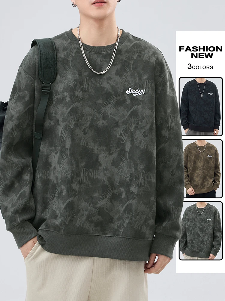 

Loose Long Sleeve round Neck Hoodie Men's Fashionable Versatile Spring Autumn Popular Brand Sweatshirt Casual Cotton Fabric