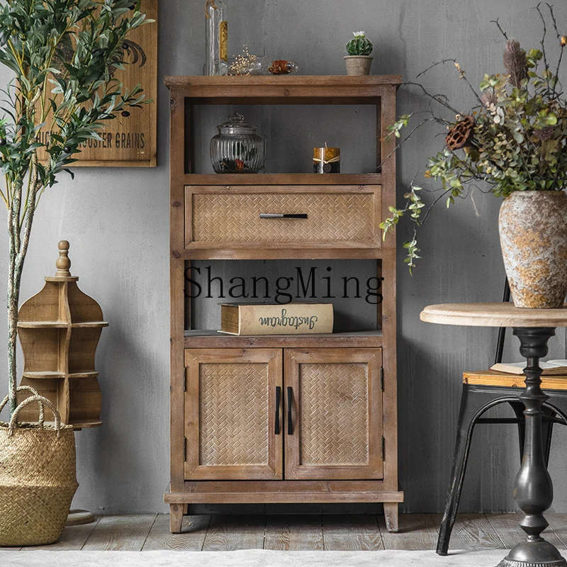 

CL side cabinet solid wood old drawers chest cabinet living room storage storage vertical cabinet