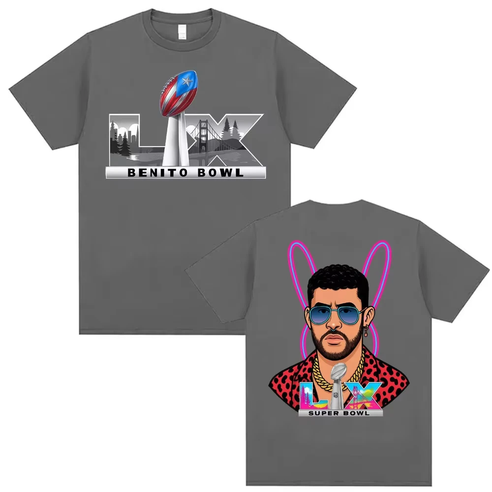 2026 New Bad Bunny Super Bowl LIX Puerto Rican Pride Graphic  Fashion Hip Hop Street T-shirt Casual Loose Cotton  t-shirt