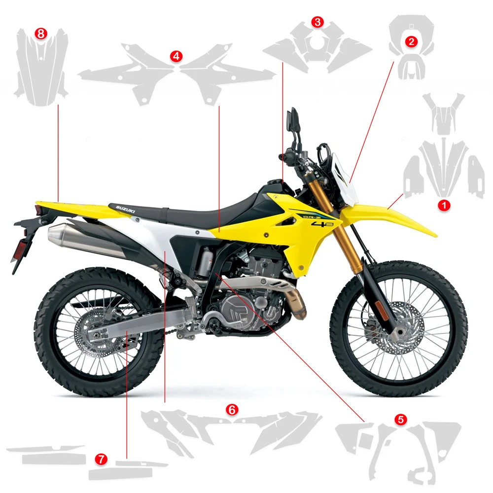 DR Z4S Accessories Protection Stickers For Suzuki DR-Z4S Z4SM DR Z4SM 2025- Motorcycle Full Body Transparent Protective Film Kit