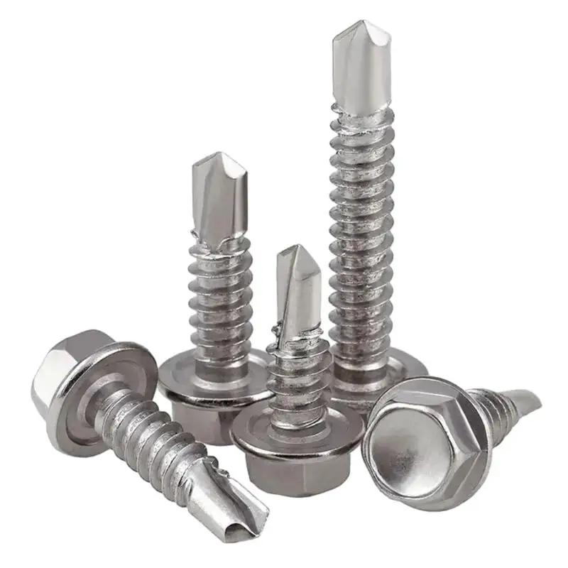 410 Stainless Hex Washer Head Self Drilling Screws Self Tapping #8 #10