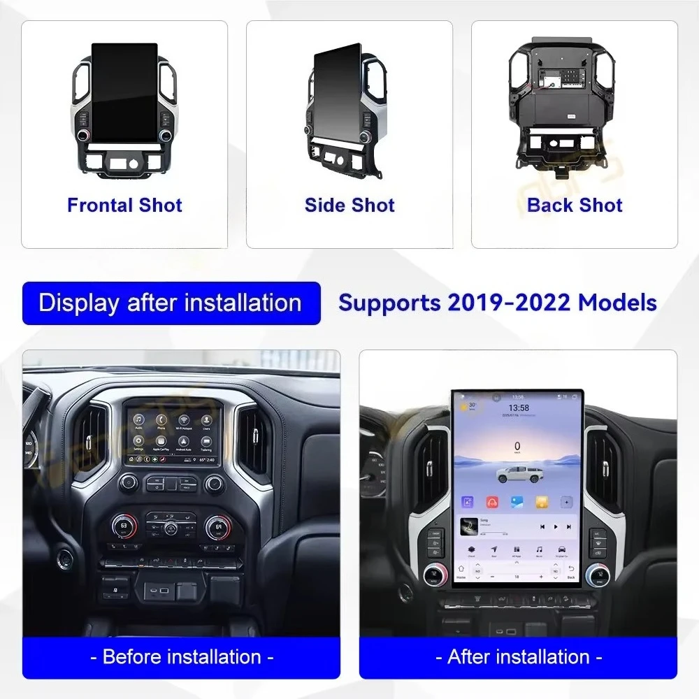 15.6 Inch Android 14 CarPlay Car Radio Touch Screen Multimedia Player Navigation for Chevrolet Silverado GMC SIERRA 2019-2022