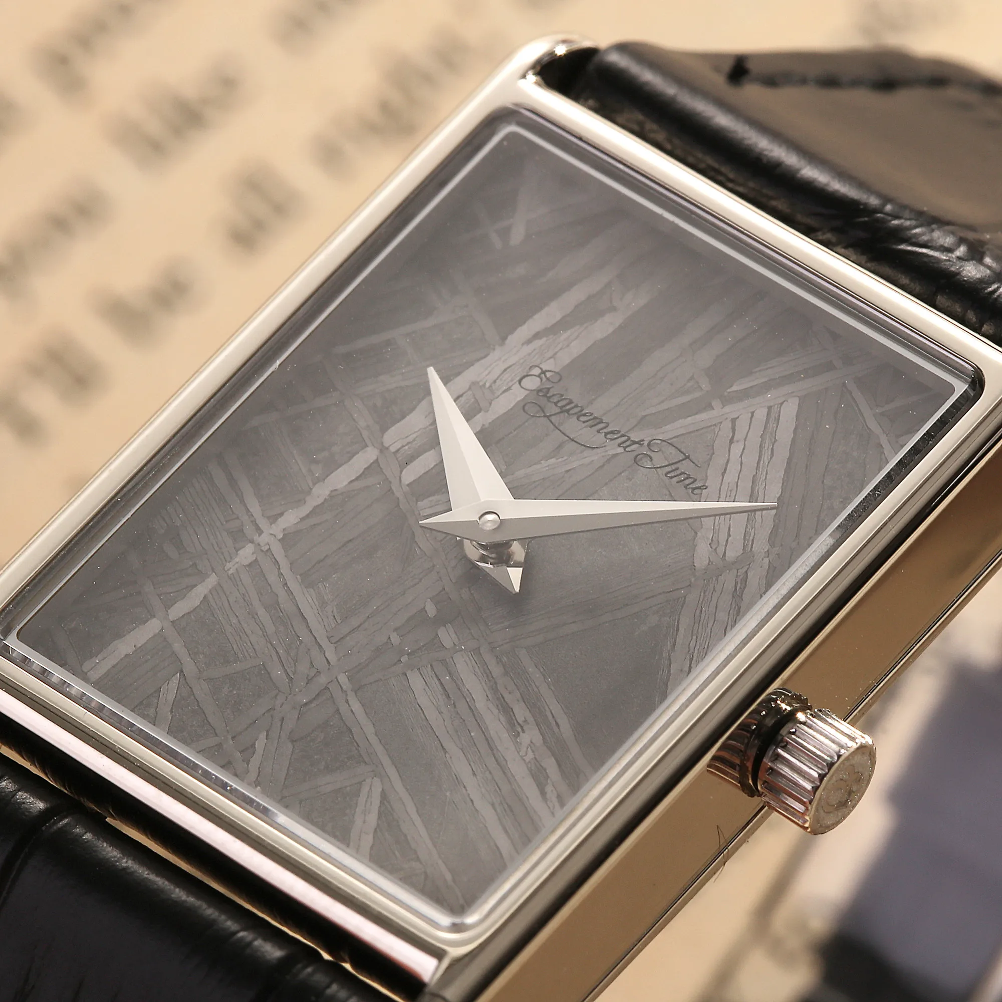 【Escapement Time】Square Quartz Watch Meteorite Dial Sapphire 9T22 Small and Thin